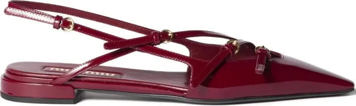Patent-Leather Slingback Flat Pumps