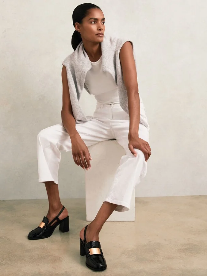Patent Leather Slingback Heeled Loafers - Image 2