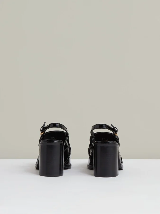 Patent Leather Slingback Heeled Loafers - Image 5