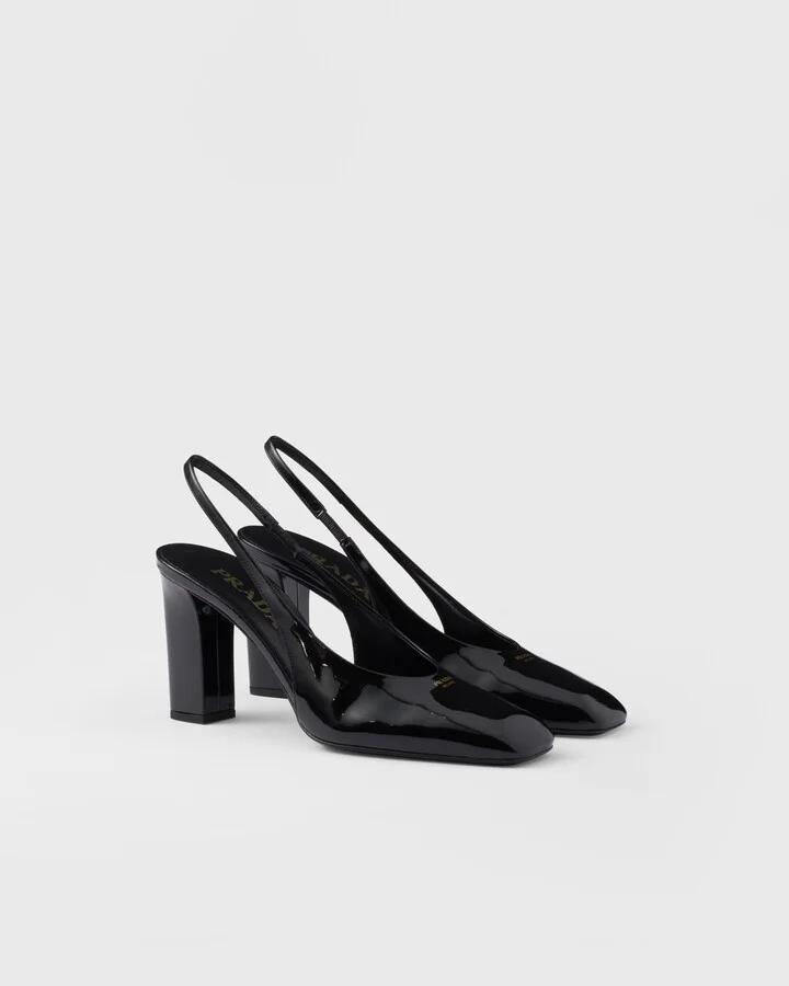 Patent leather slingback pumps