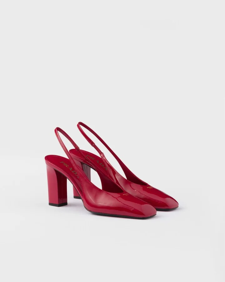 Patent leather slingback pumps