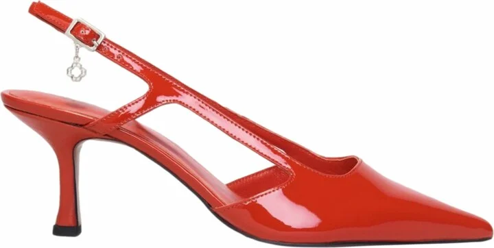 Patent leather slingback pumps