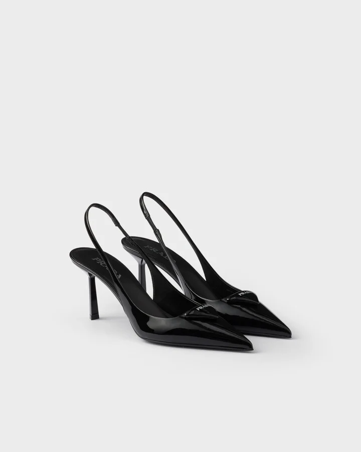 Patent leather slingback pumps