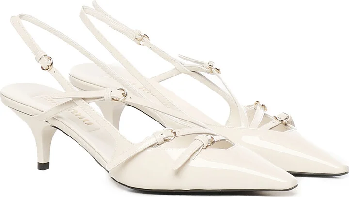 Patent Leather Slingback Pumps With Buckles - Image 2