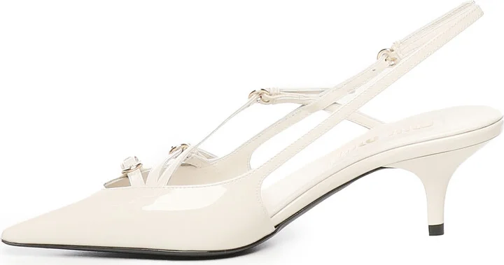 Patent Leather Slingback Pumps With Buckles - Image 4