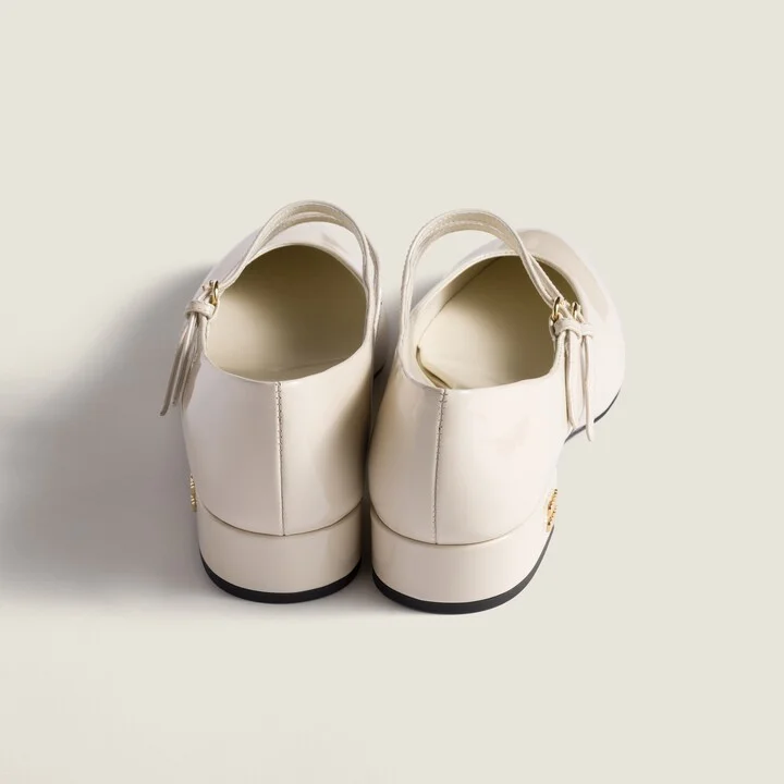 Patent leather slingback pumps with buckles - Image 3