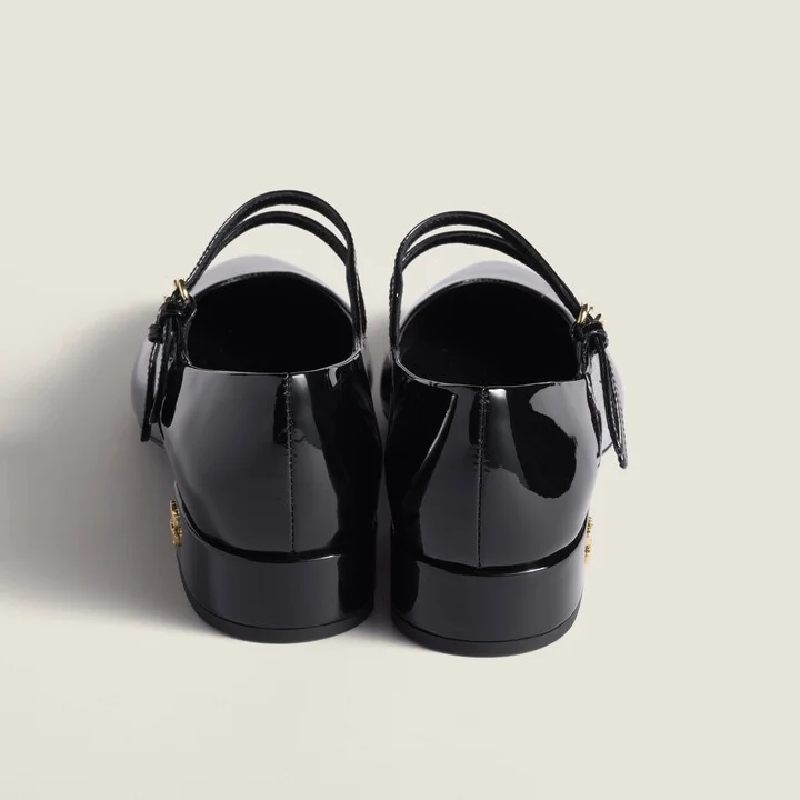 Patent leather slingback pumps with buckles - Image 3