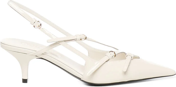 Patent Leather Slingback Pumps With Buckles