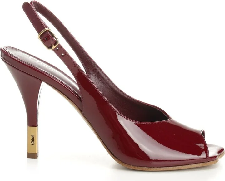 Patent Leather Slingback Sandals Red