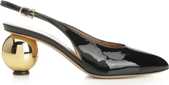 Patent Leather Slingback Scarpe Basse Black