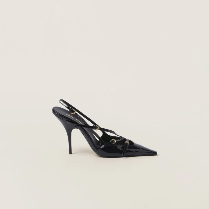 Patent leather slingbacks with buckles - Image 2