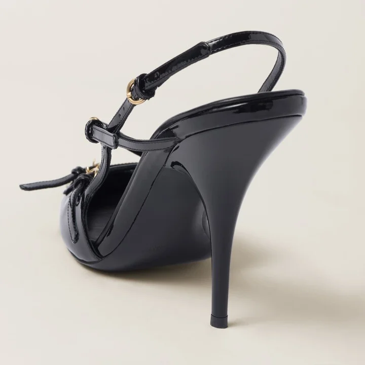 Patent leather slingbacks with buckles - Image 3