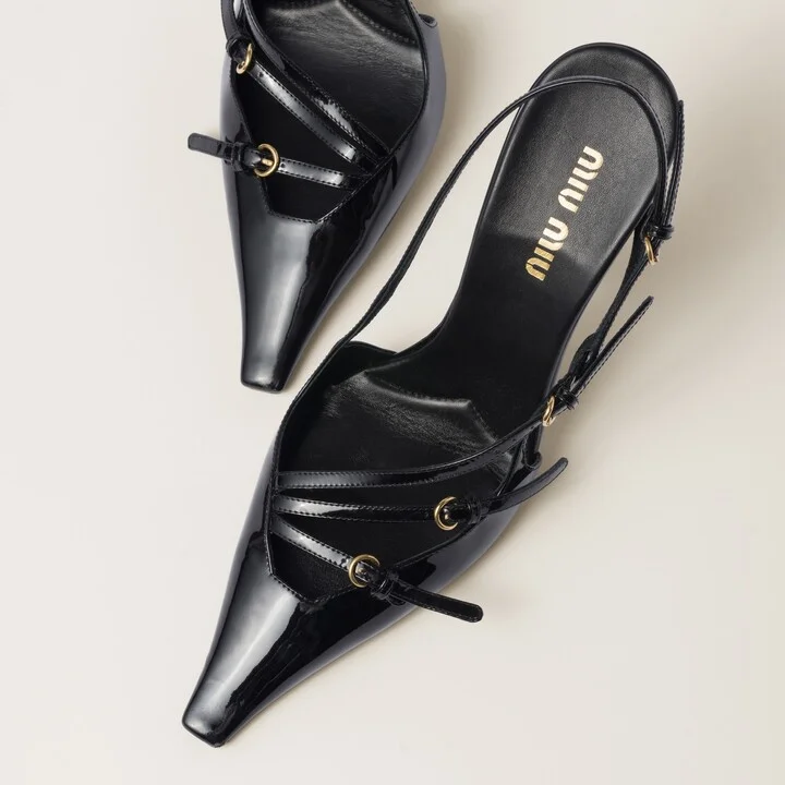 Patent leather slingbacks with buckles - Image 4