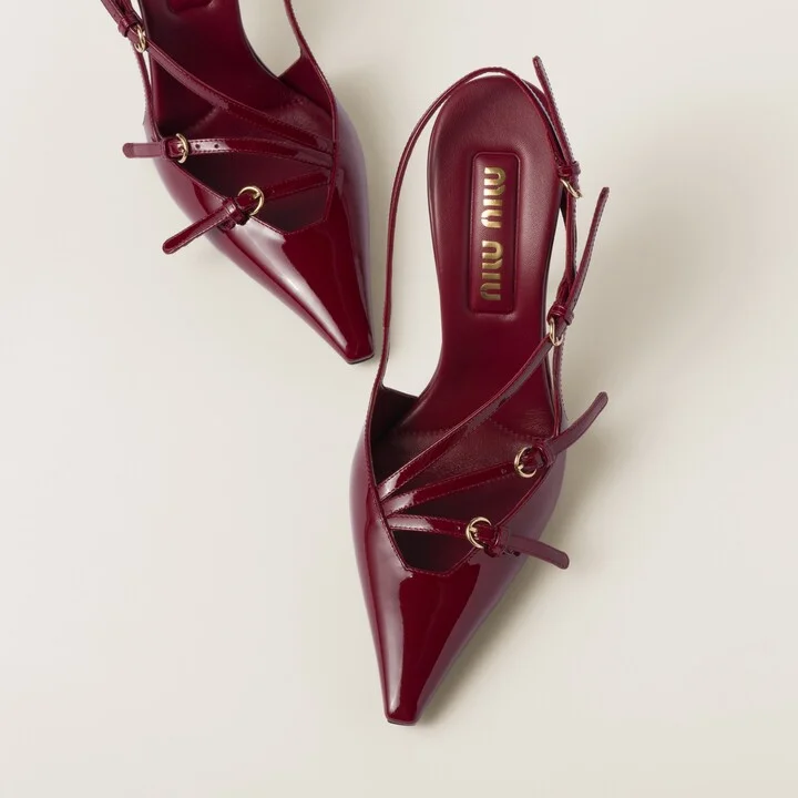 Patent leather slingbacks with buckles - Image 4