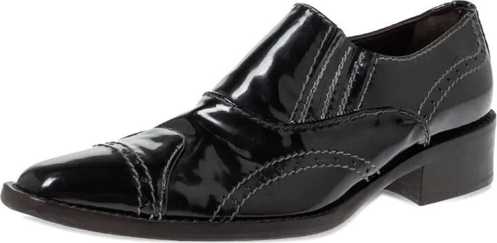 Patent Leather Stitch-Detail Loafers - Image 2