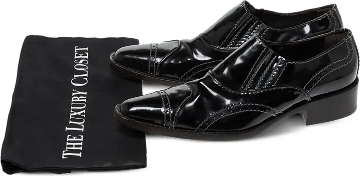 Patent Leather Stitch-Detail Loafers