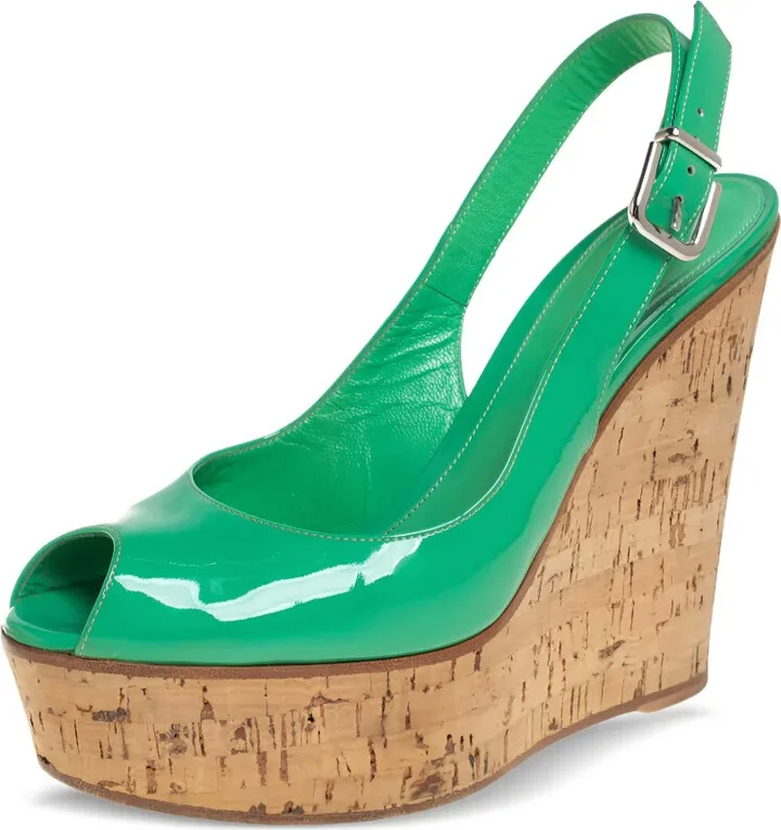 Patent Leather Wedge Sandals - Image 2