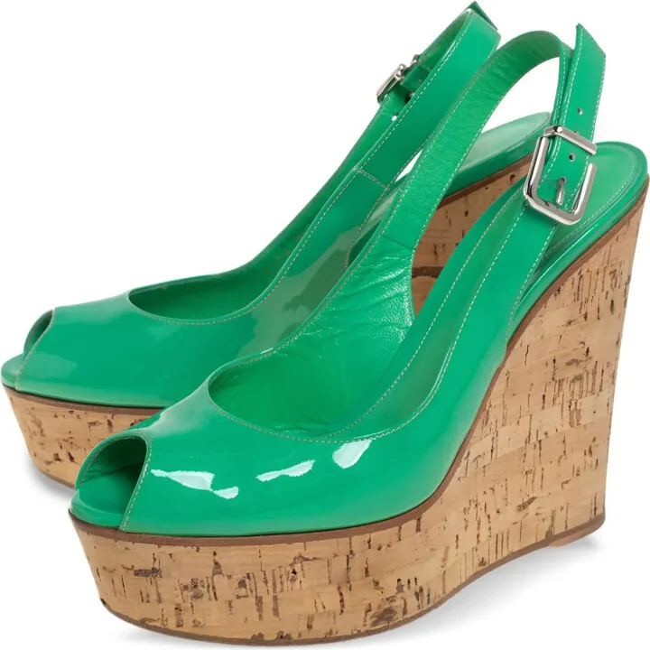 Patent Leather Wedge Sandals - Image 3