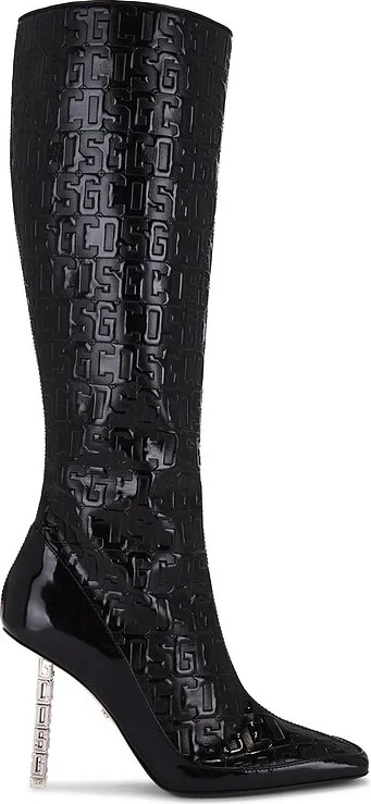 Patent Monogram Logo Chain Boots