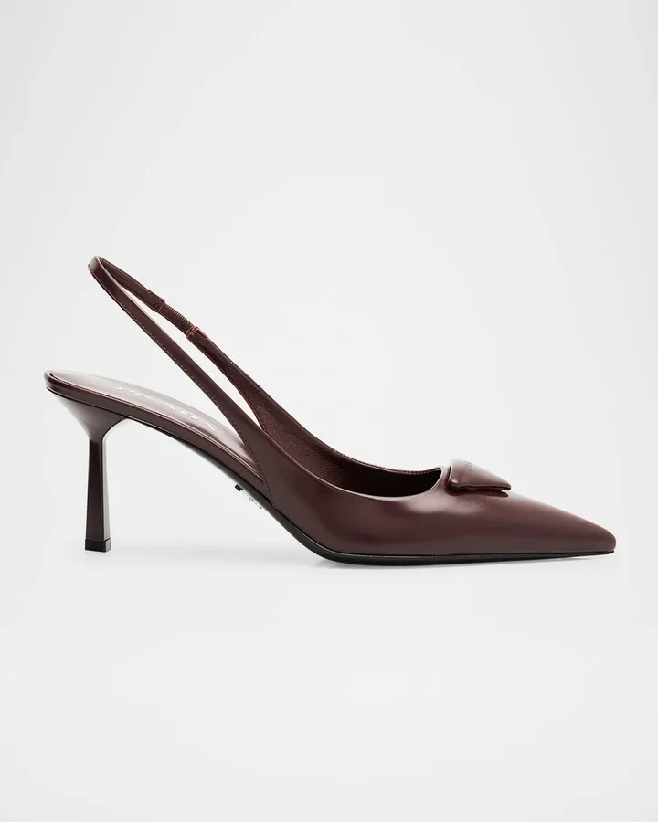Patent Padded Triangle Slingback Pumps