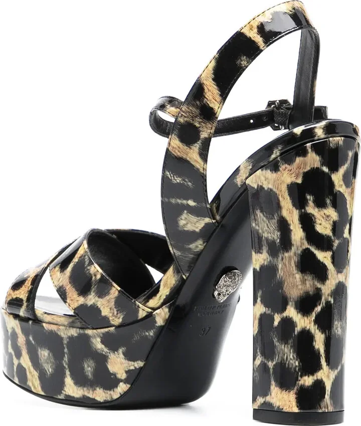 Patent Platform Leopard Print Sandals - Image 3
