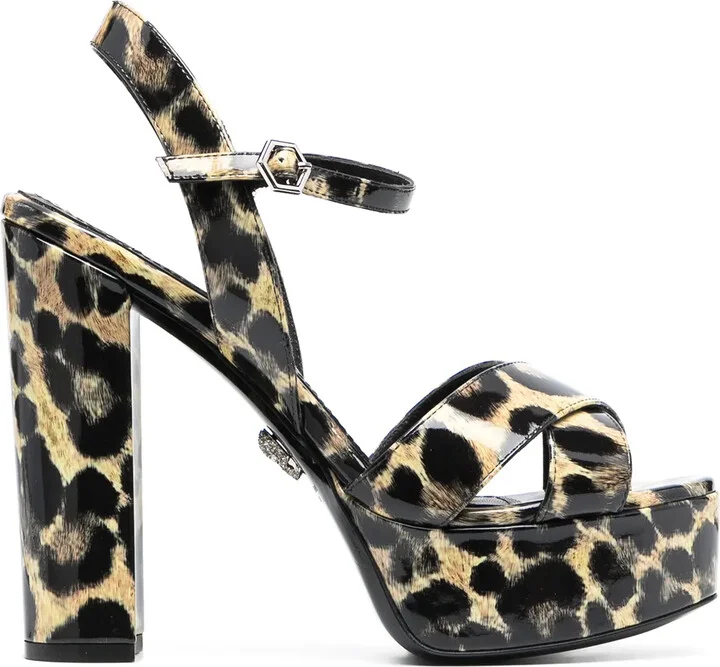 Patent Platform Leopard Print Sandals