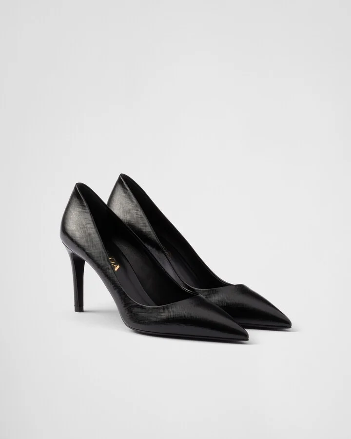 Patent Saffiano leather pumps