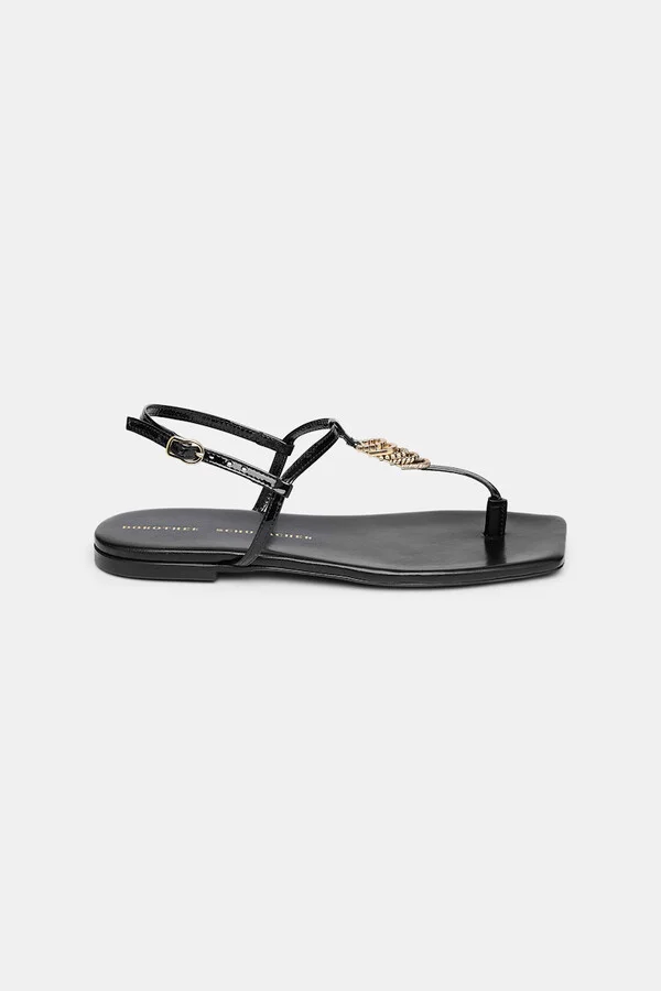 Patent sandals with signature D-rings