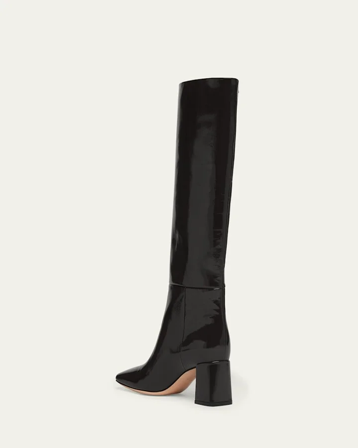 Patent Square-Toe Knee Boots - Image 2