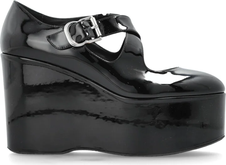 Patent Wedge Shoes, , - Black