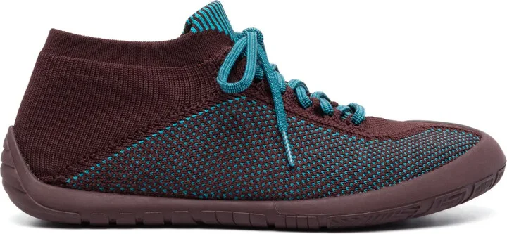 Path knitted lace-up sneakers