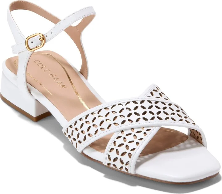 White Perforated Leather