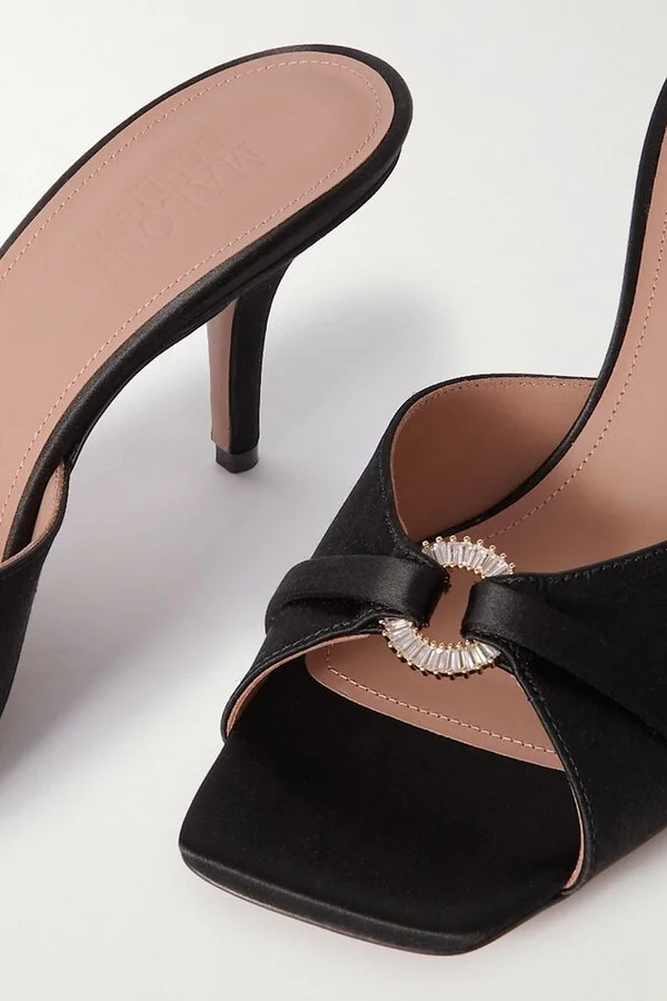 Patricia 70 crystal-embellished satin mules - Image 4