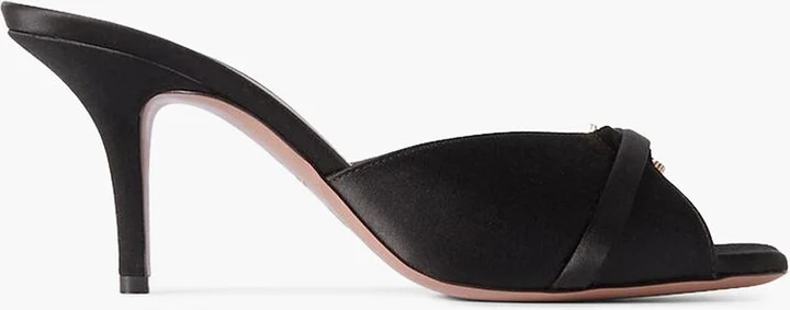 Patricia 70 crystal-embellished satin mules