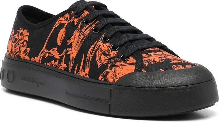 Pattern-Print Low-Top Lace-Up Sneakers - Image 2
