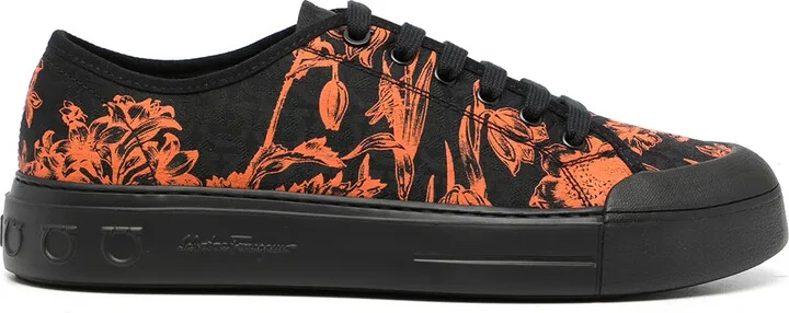 Pattern-Print Low-Top Lace-Up Sneakers