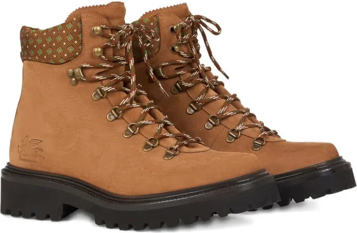 Patterned-Collar Lace-Up Boots - Image 2