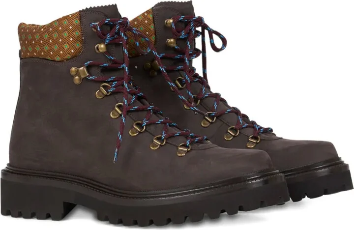 Patterned-Collar Lace-Up Boots - Image 2