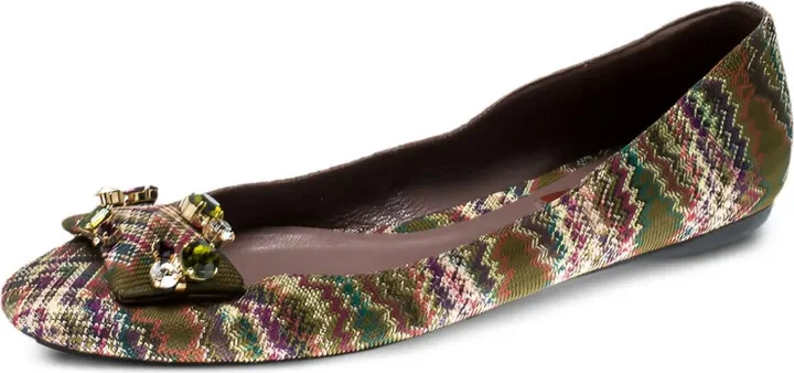 Patterned Crystal-Embellished Ballet Flats - Image 2