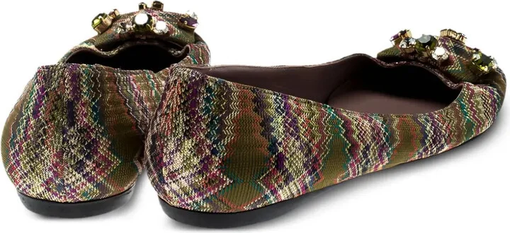 Patterned Crystal-Embellished Ballet Flats - Image 3