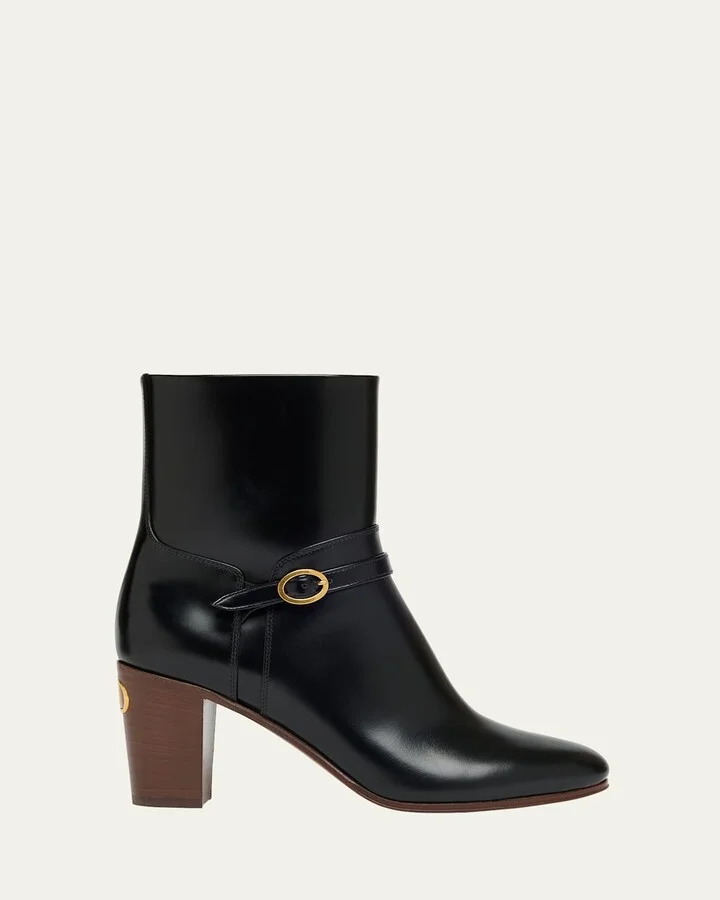 Pattie Leather Buckle Ankle Boots