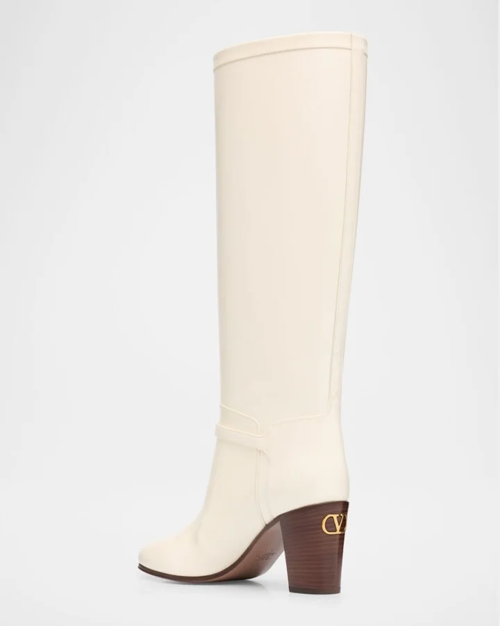 Pattie Leather Buckle Knee Boots - Image 4