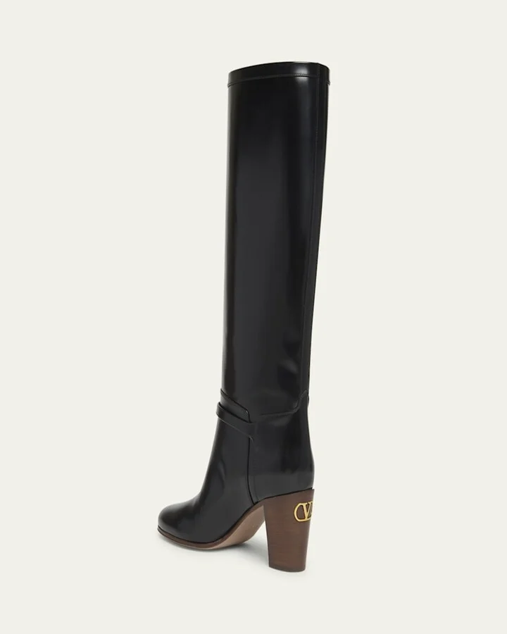Pattie Leather Buckle Knee Boots - Image 2