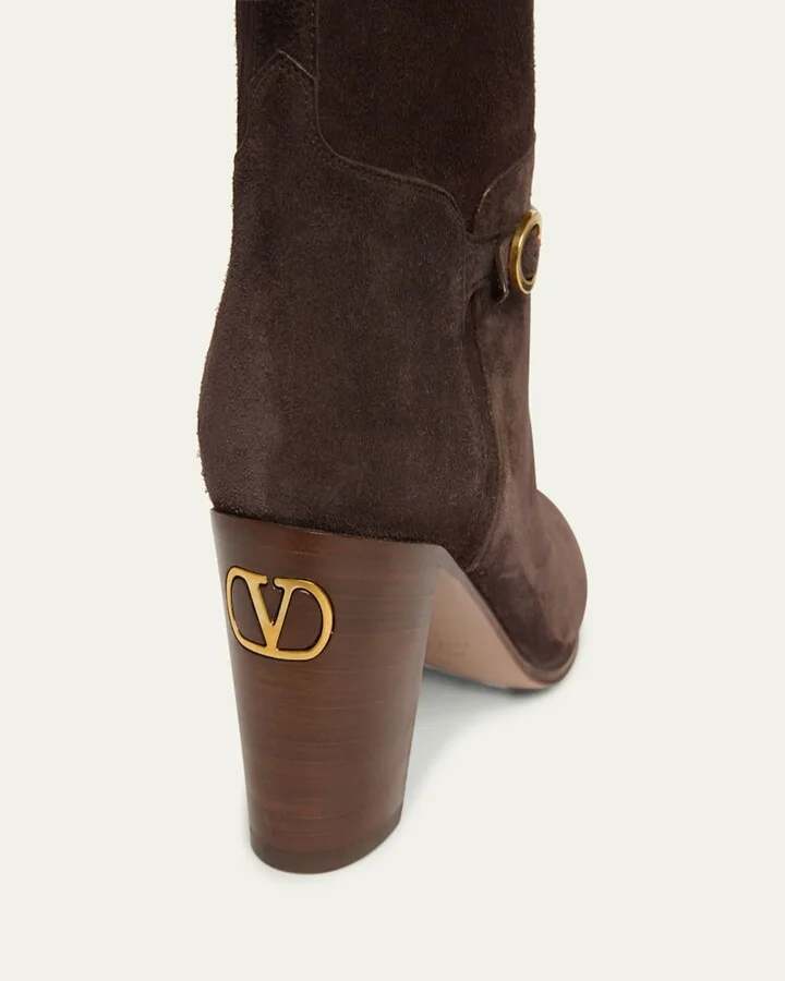 Pattie Suede Buckle Knee Boots - Image 2