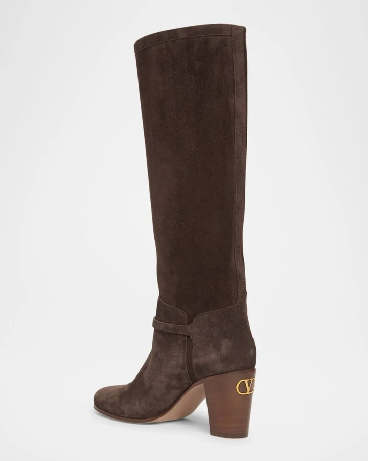 Pattie Suede Buckle Knee Boots - Image 2