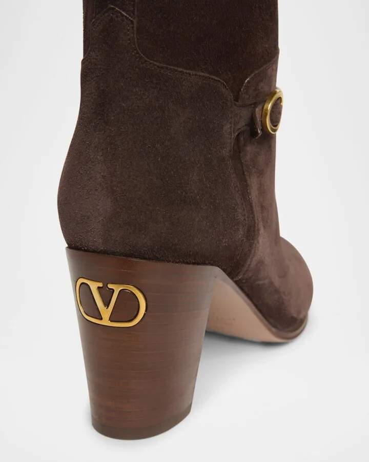Pattie Suede Buckle Knee Boots - Image 4
