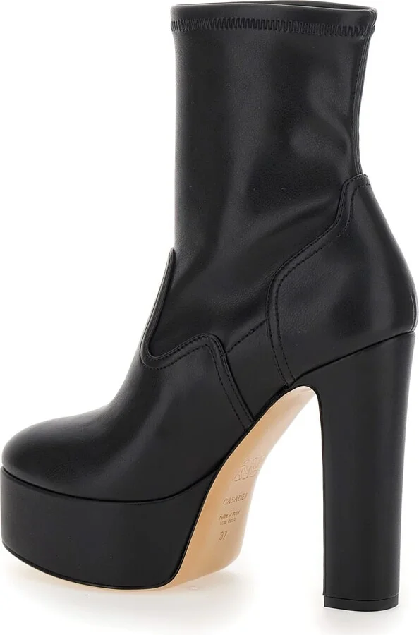 Patty Black Ankle Boots With High Heel And Platform In Leather Woman - Image 3