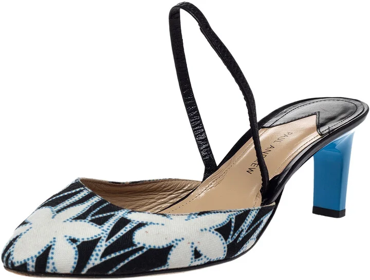 Paul Andrew Multicolor Floral Canvas and Leather Celestine Slingback Sandals Size 40