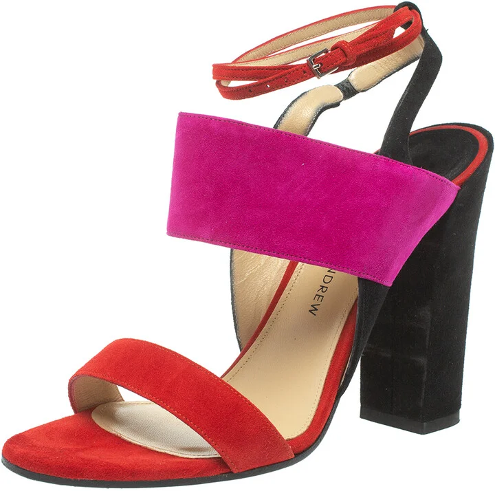 Paul Andrew Tricolor Suede Xiamen Ankle Strap Sandals Size 37