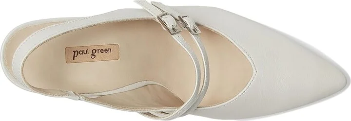 Paul Green Avanti Sling High Heels White : AT 3.5 (US Women's 6) M, Leather - Image 2